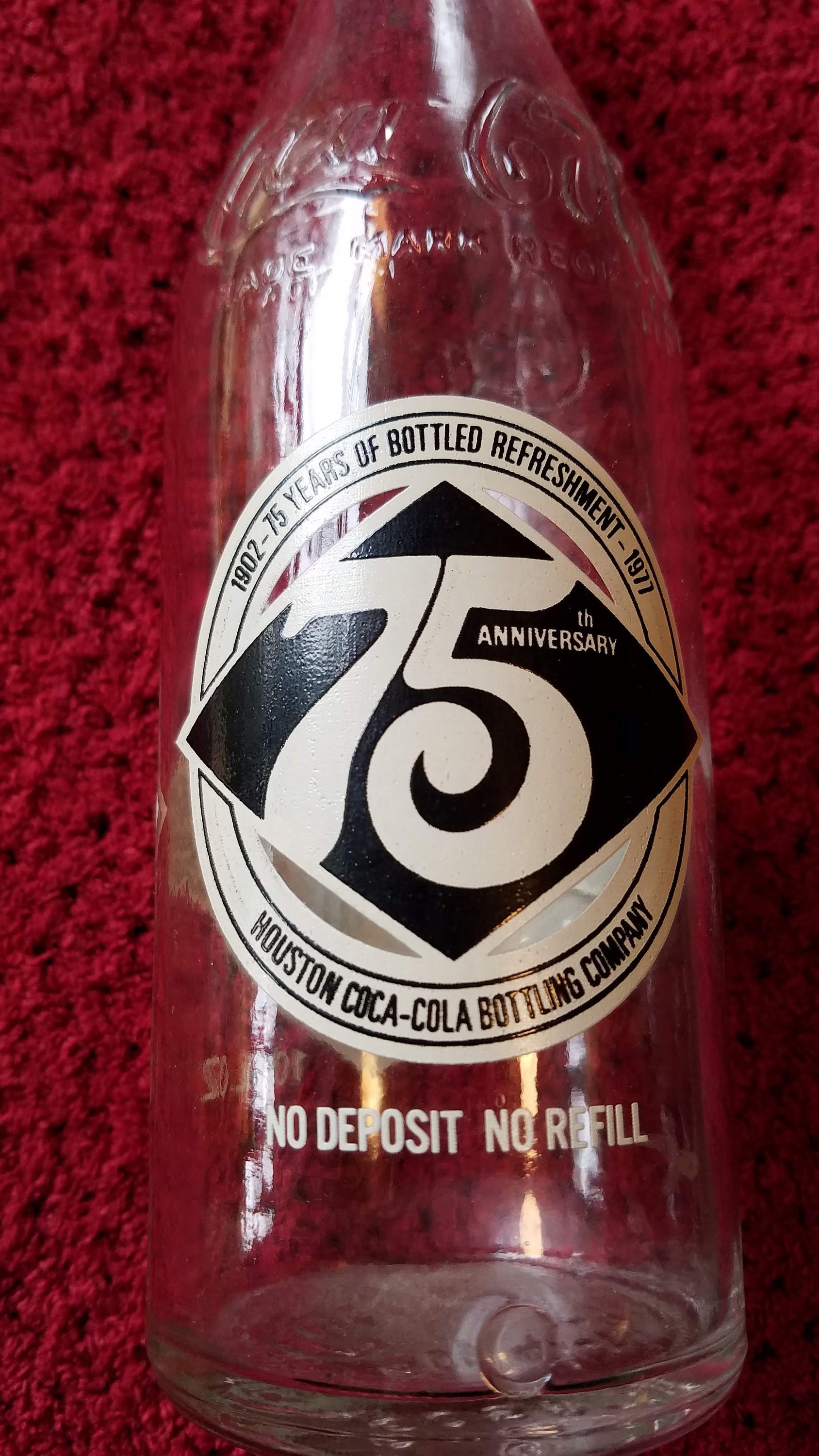 Coca-Cola コカコーラ　75th Anniversary 記念プレート 75th Anniversary 1902-1977, Empty Coca Cola Bottle, Commemorative