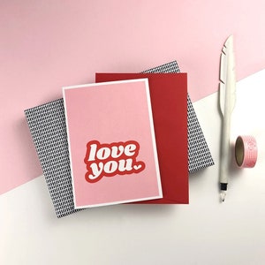 LOVE YOU Grußkarte/ Jubiläumskarte, liebe dich, Valentinstagskarte, Liebesgrußkarte, typografische Karte