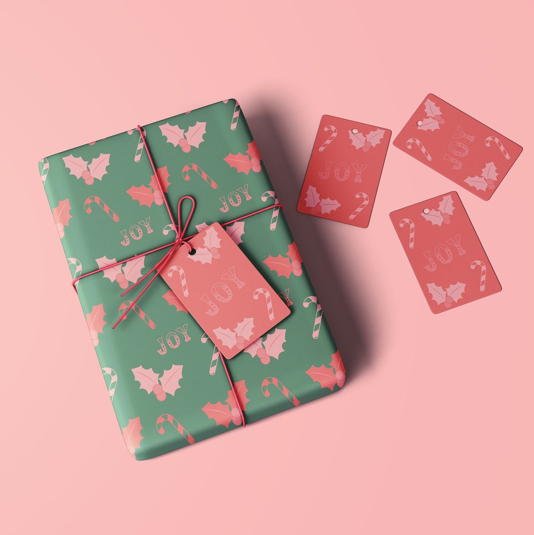 Joy Christmas Wrapping Paper, Christmas Gift Wrap, Christmas Wrapping