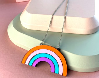 Rainbow necklace / Acrylic rainbow necklace / Statement multicolour necklace