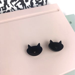 Katzen Ohrstecker / Schwarze Katzen Ohrstecker / Schwarze Katzen / Acryl Ohrstecker