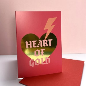 Tarjeta de felicitación con corazón de oro/tarjeta de San Valentín/tarjeta con mensaje/tarjeta A6/tarjeta de amor/tarjeta de aniversario
