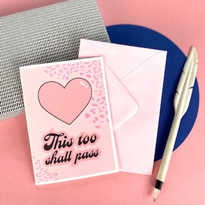 Ook dit is geslaagd voor een wenskaart / Stuur liefde / Positief / Roze en zwarte kaart