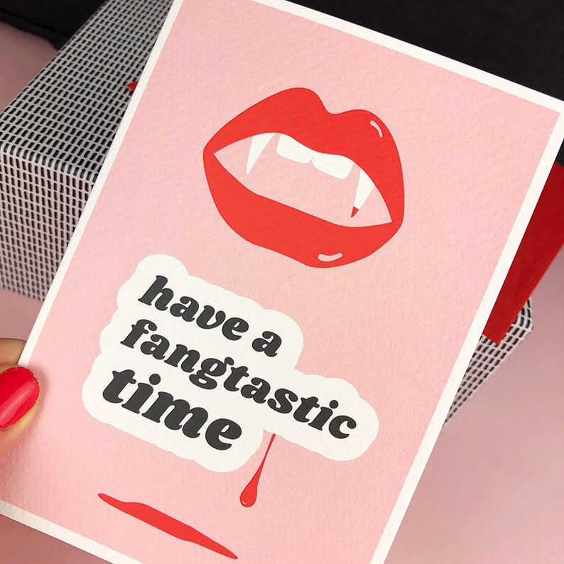 Work Card Fangs Fangtastic Halloween Card// Fangs Card, Greetings Card, Halloween, Fun ...