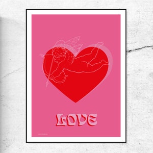 Love Cupid - Typographic Art Print - Pink and Red / Quote Print / Art Print / Wall Art Print / Typography Poster / Wall Decor