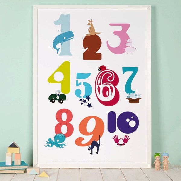 Colourful Numbers typographic and illustrations print