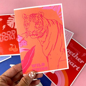 Wild Thing Tiger Grußkarte / Tierkarte / Tiger Liebhaber / Pink and Orange / Wild Card / A6 Karte