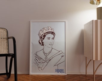 HRH _ Queen Elizabeth II - illustrated print