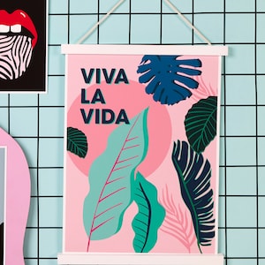 VIVA LA VIDA print/poster// Typographic print, wall art, Plants Art, Tropical/poster, spanish words, Love life print/poster