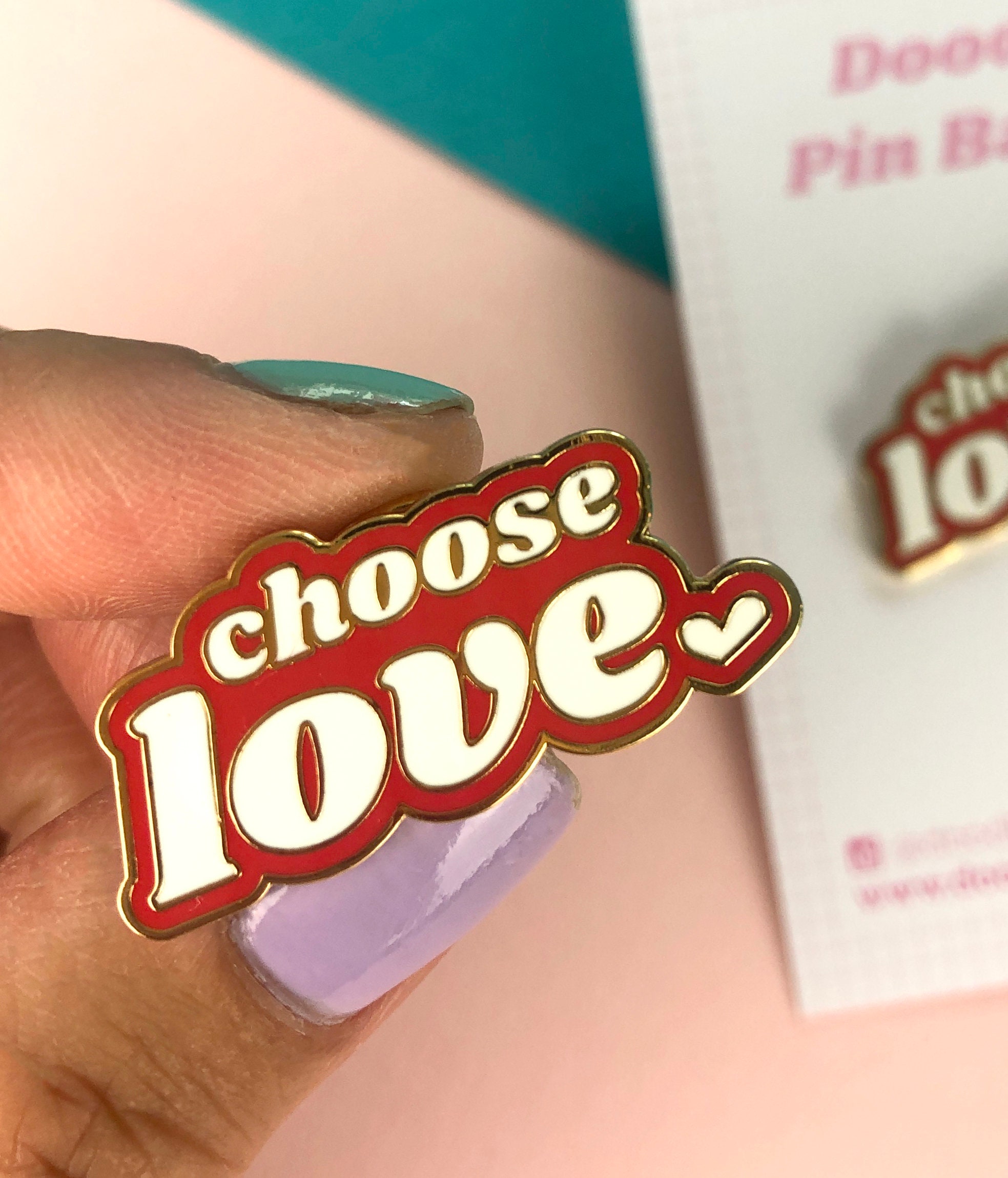 CHOOSE LOVE enamel pin typographic pin love pin hard enamel Etsy