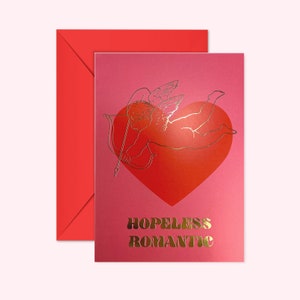 Biglietto di San Valentino romantico senza speranza / Amanti / Anniversario / Red & Gold Card