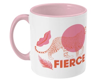 Fierce leopard mug - two toned