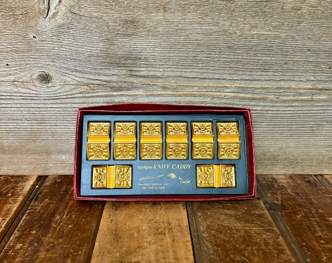 Vintage Gold Knife Rest Set, Vintage Carvel Hall Knife Caddy Set ...