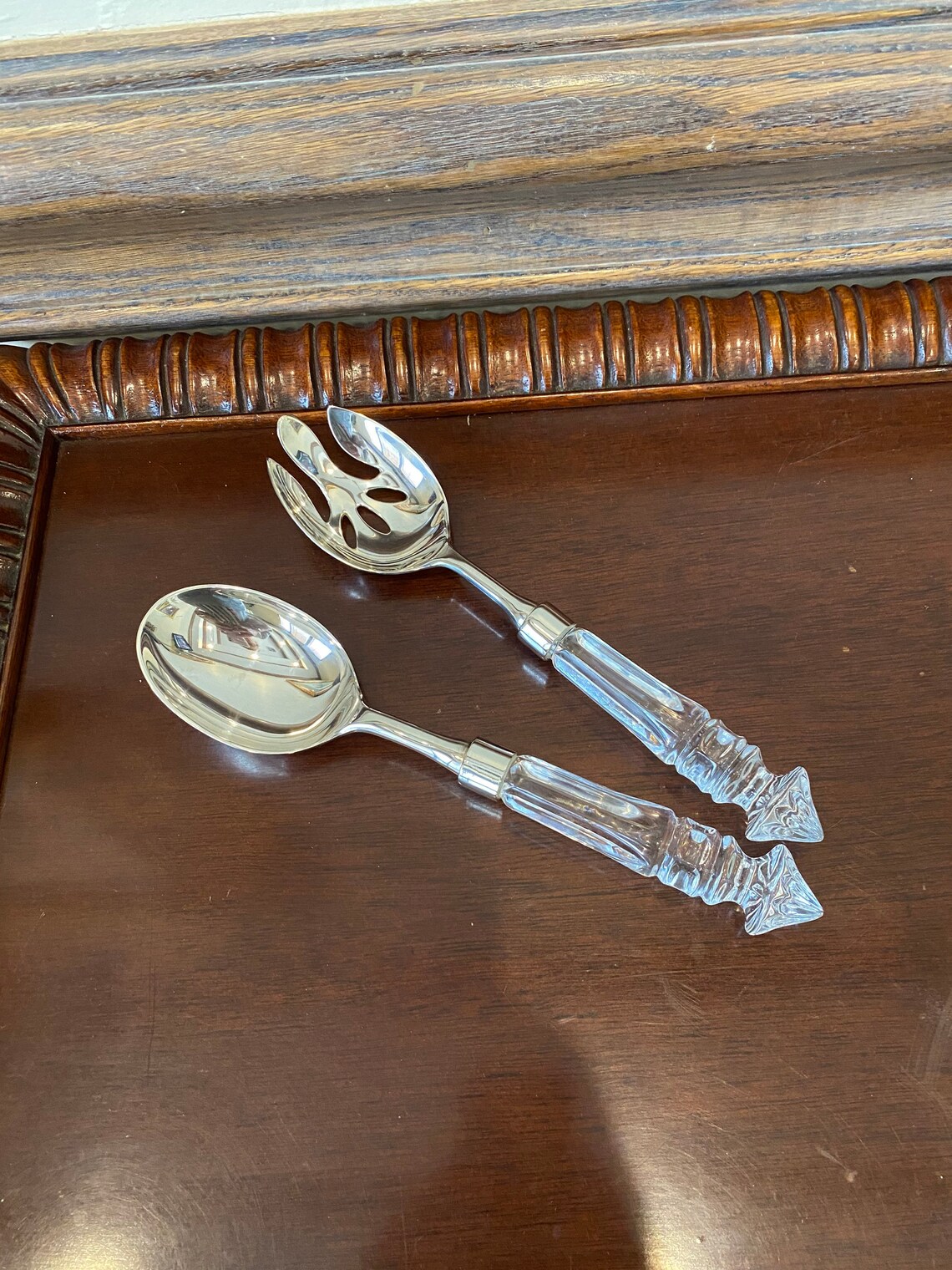 Vintage 2 Piece Lead Crystal Serving Utensil Set Vintage Etsy