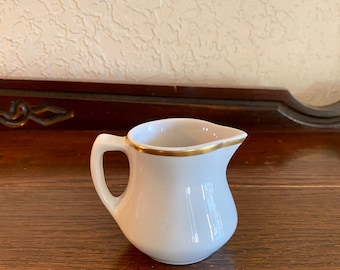 Vintage Small Farmhouse Pitcher, Vintage Farmhouse Creamer, Vintage Shenango China Creamer, Vintage White and Gold Creamer, Small Creamer