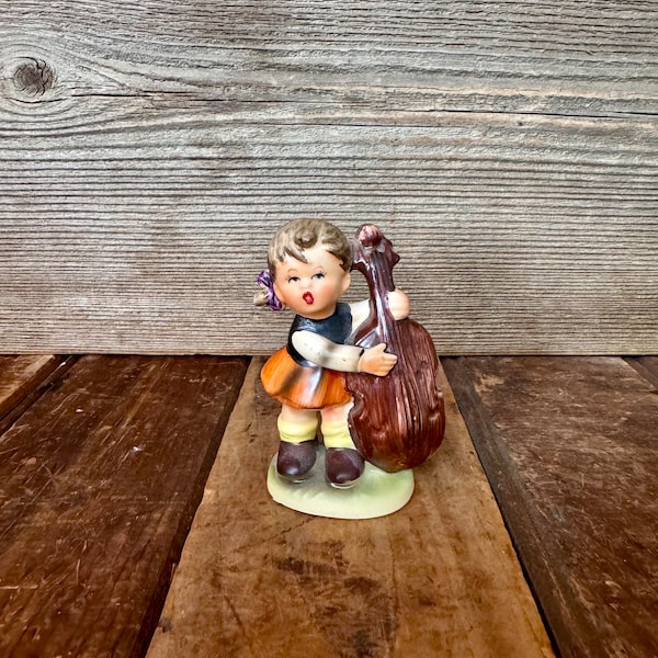 Vintage Little Girl With Cello Figurine, Vintage Porcelain Cellist Orchestra Girl Figurine, Vintage Napcoware C-7654 Girl Cellist