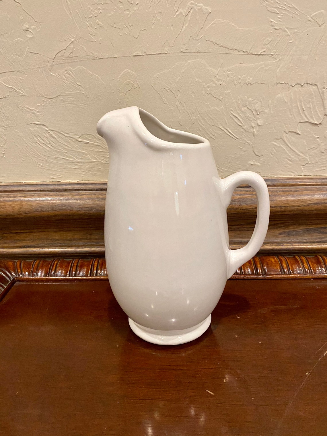 Vintage Stoneware Pitcher Vintage White Farmhouse Pitcher Etsy