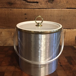 Vintage Ice Bucket, Silver Ice Bucket, Vintage Drulane Ice Bucket, Vintage Silver and Acrylic Ice Bucket, Mid Century Ice Bucket