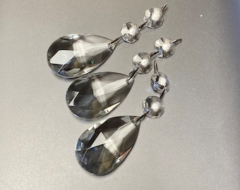 Vintage Crystal Chandelier Crystals, Replacement Crystals, Teardrop Chandelier Crystals, Lamp Crystals, Set of 3 Crystals
