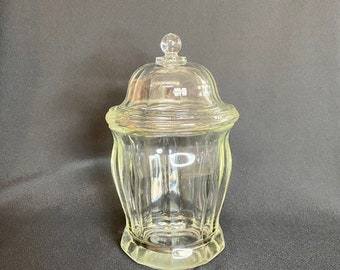 Vintage Farmhouse Candy Jar, Apothecary Jar, Thick Glass Display Jar, Wedding Candy Bar, Cotton Ball Jar, Kitchen Decor, Heavy Glass Jar