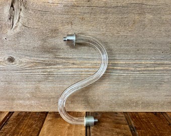 Vintage S Arm Chandelier Replacement, Replacement Chandelier Chrome and Crystal Arm, Vintage Chandelier Ribbed Glass Replacement Arm