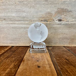 Vintage Crystal World Globe Paper Weight, Vintage Neiman Marcus Crystal Globe Paper Weight, Vintage Crystal World Globe