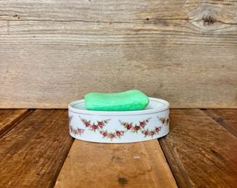 Vintage Rose Soap Dish, Vintage Ceramic Soap Dish, Vintage Floral Soap Dish, Vintage Loucarte Portugal Soap Dish