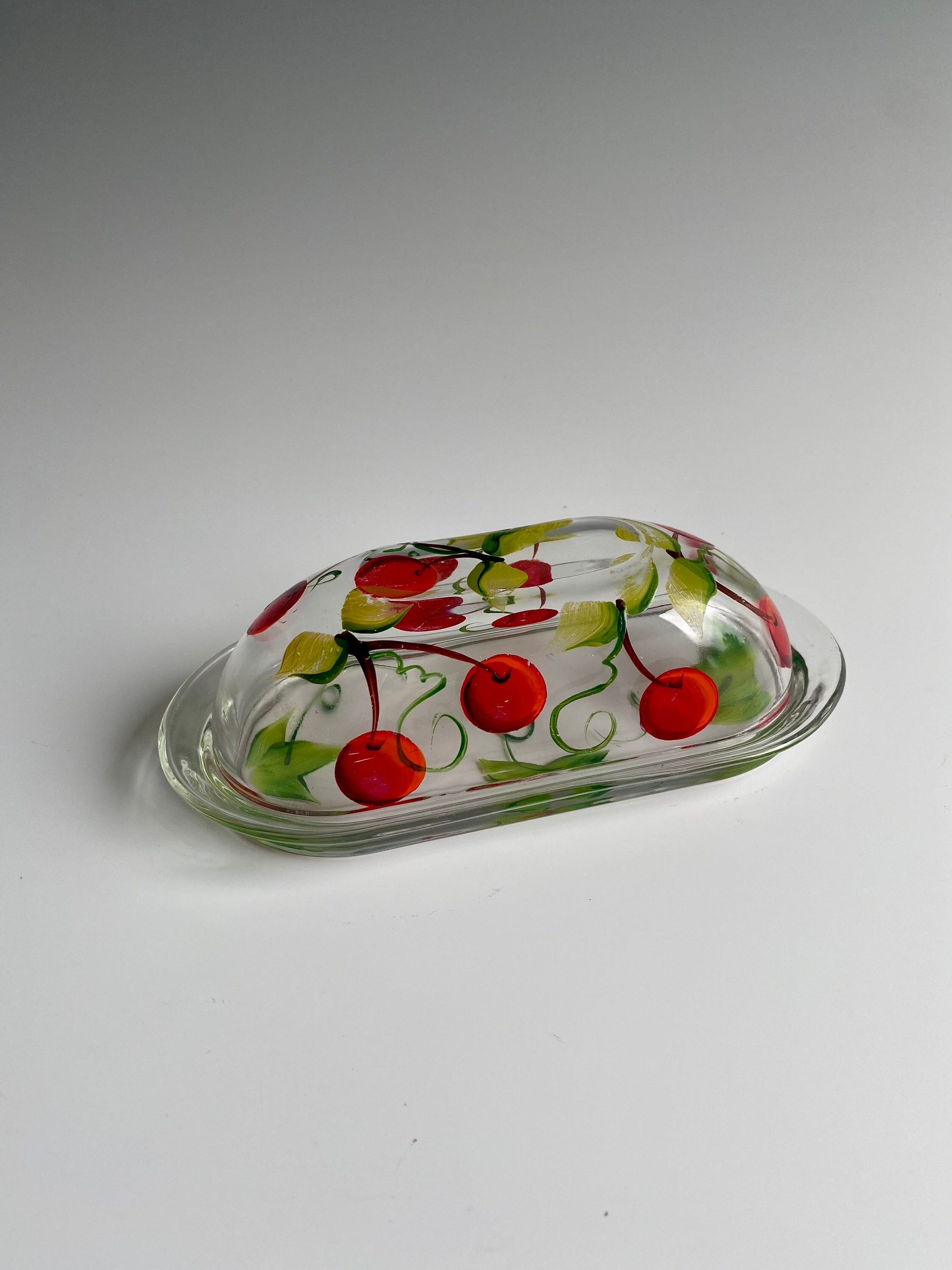 Vintage Cherry Butter Dish Vintage Hand Painted Cherry Butter Etsy