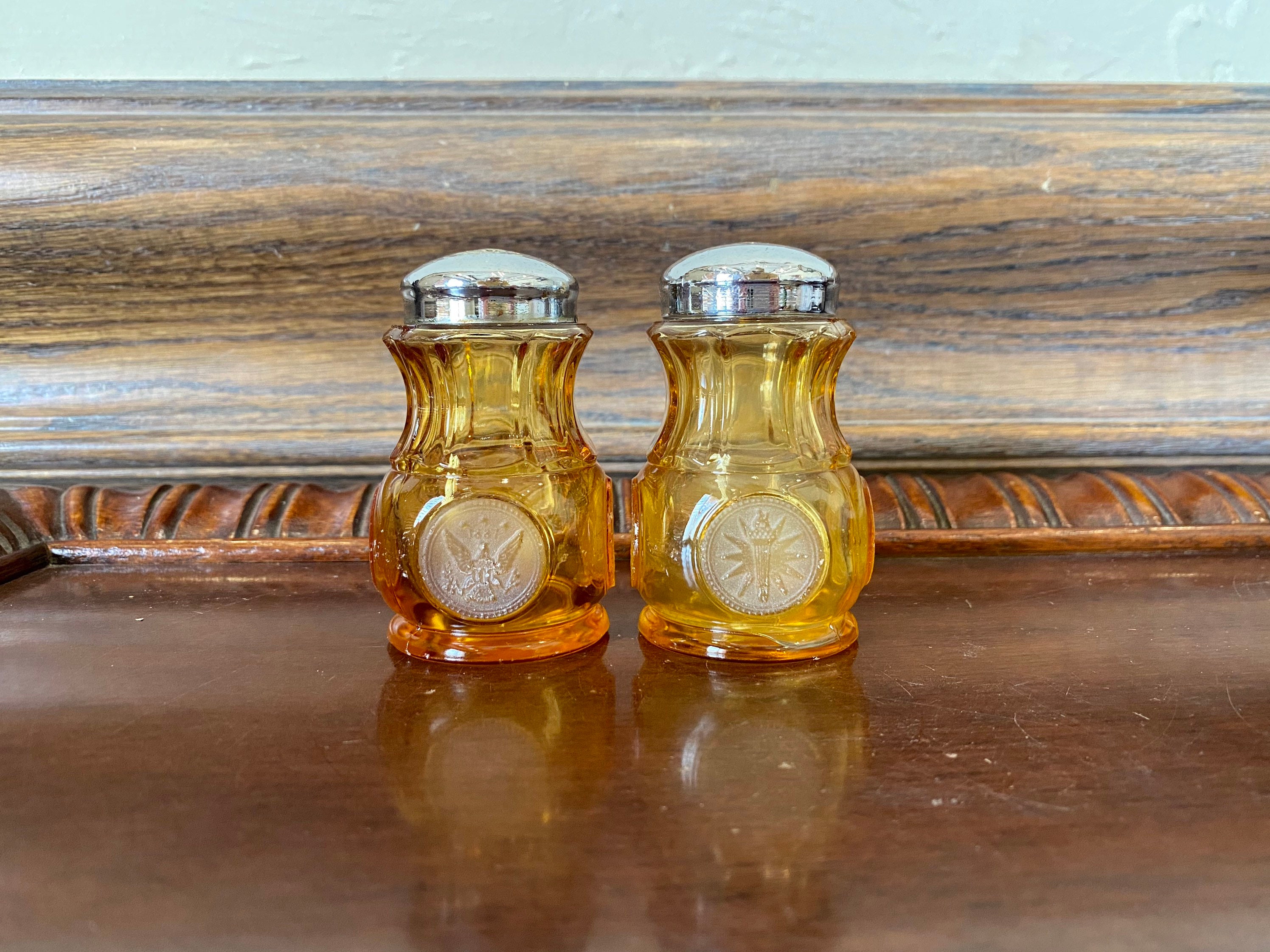 Fostoria Coin Glass Amber Salt and Pepper - Etsy Canada