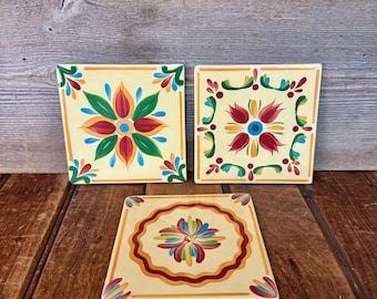 Vintage Southern Living At Home Trivet Set of 3, Vintage Farmhouse Trivet Set, Vintage Tile Trivets