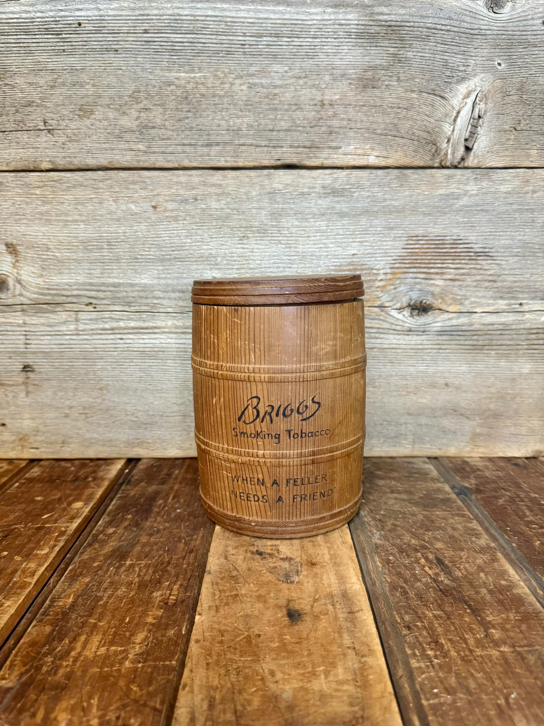 Antique Briggs Smoking Tobacco Wood Barrel Humidor, Vintage Briggs Tobacco  Barrel, Vintage 1930's Briggs Tobacco Barrel With Lid
