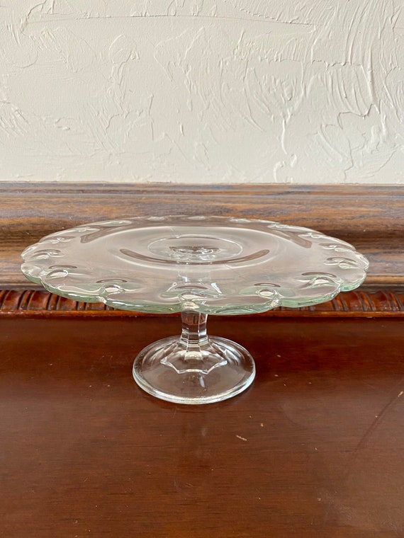 Collectibles Clear Indiana Glass Teardrop Cake Stand with Sterling