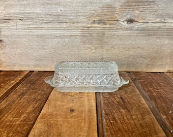 Vintage Butter Dish, Wexford by Anchor Hocking Butter Dish, Quarter Pound Covered Butter Dish, Pressed Glass Butter Dish