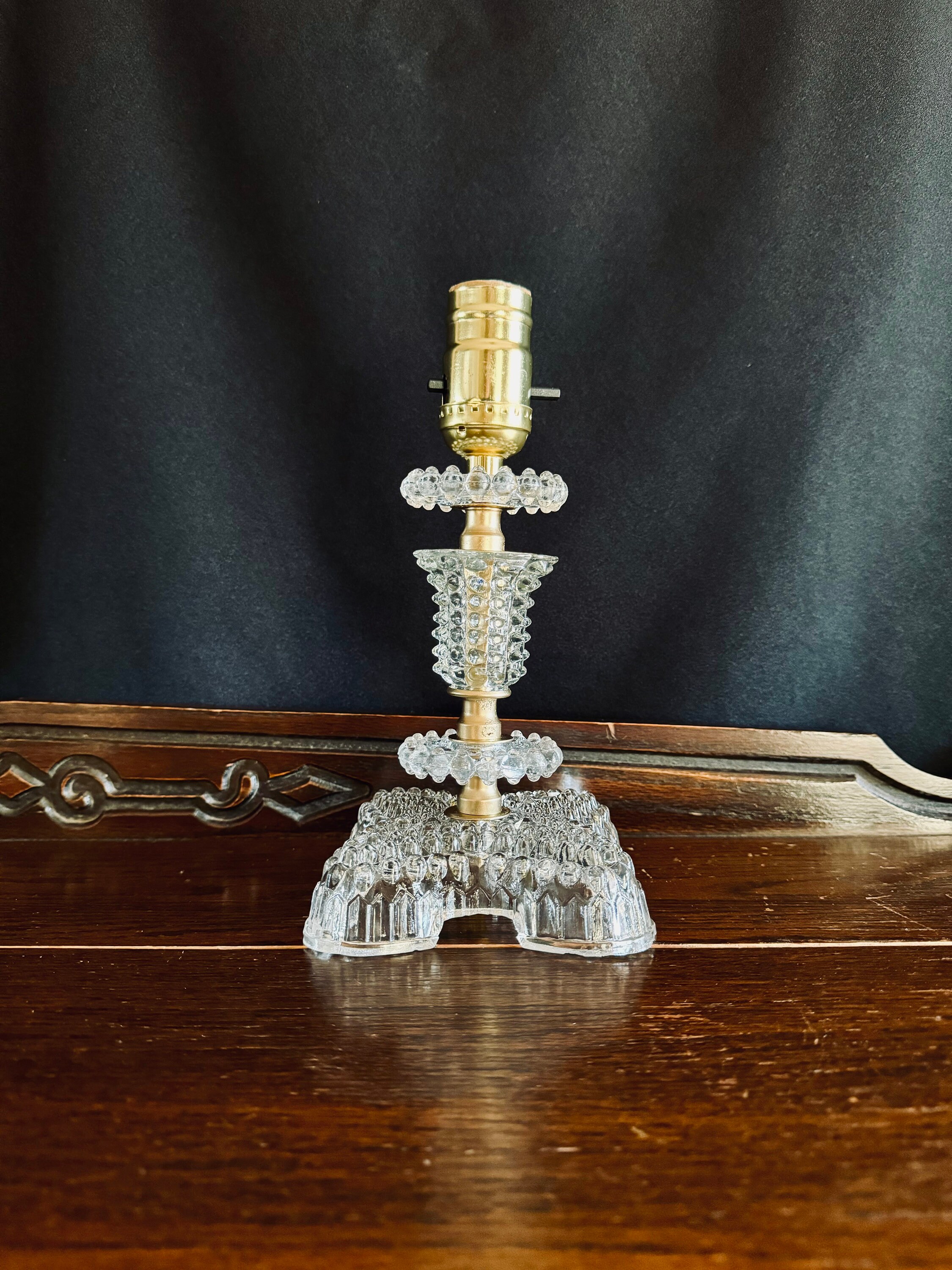 Vintage clear glass hobnail lamp new arrivals