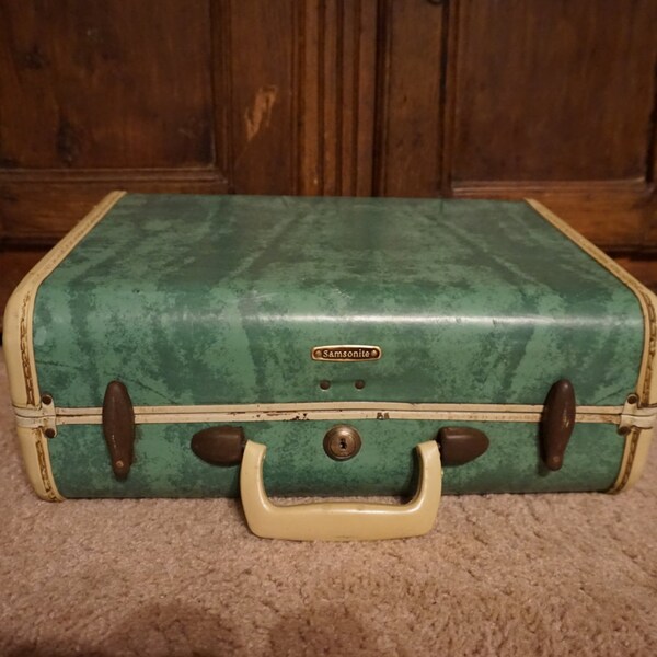 Vintage Bermuda Green #5115 Samsonite Suitcase Vintage Luggage Child Suitcase Mid Century Luggage Hard Side Suitcase Vintage Wedding Decor