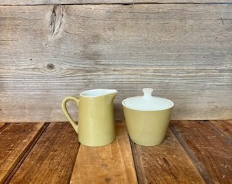 Vintage Mikasa Avocado Green Cream Sugar Set, Vintage Green Mid Century Cream Sugar Set, Vintage MCM Avocado Green Creamer and Sugar Set