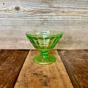 Vintage Block Optic Green Champagne Sherbet Cup, Vintage Anchor Hocking Green Depression Glass Sherbet Cup, Vintage Green Sherbet Cup
