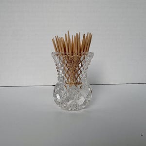 Vintage Crystal Toothpick Holder, Vintage Toothpick Holder, Vintage Cut Crystal Toothpick Holder, Vintage Pressed Glass Toothpick Holder