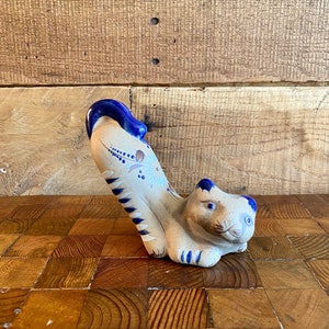 Vintage El Palomar Cat, Ken Edwards El Palomar Crouching Cat, Ken Edwards El Palomar, Tonala Mexico, Mexican Pottery, Southwest Pottery