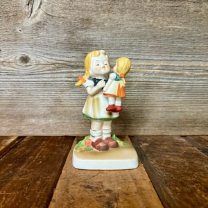 Vintage Little Girl With Doll Figurine, Vintage Porcelain Girl With Doll Figurine, Vintage Girl With Doll Statue