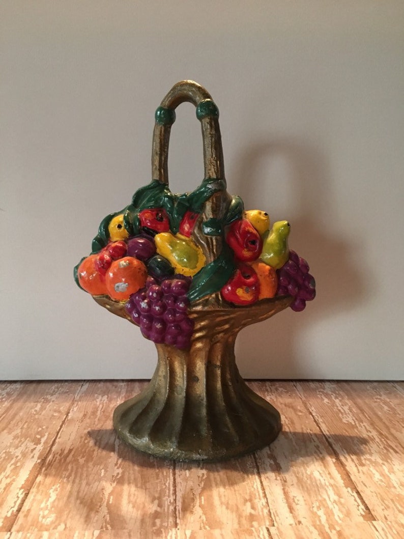 Vintage Fruit Basket Door Stop Vintage Cast Iron Fruit Basket Etsy
