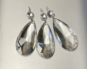 Vintage Crystal Chandelier Crystals, Replacement Crystals, Teardrop Chandelier Crystals, Lamp Crystals, Set of 3 Crystals
