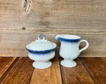 Vintage Mikasa Country Club Creamer and Sugar Set, Mikasa Blue and White Creamer Sugar,  Mikasa CA 500 Creamer, Mikasa CA 500 Sugar