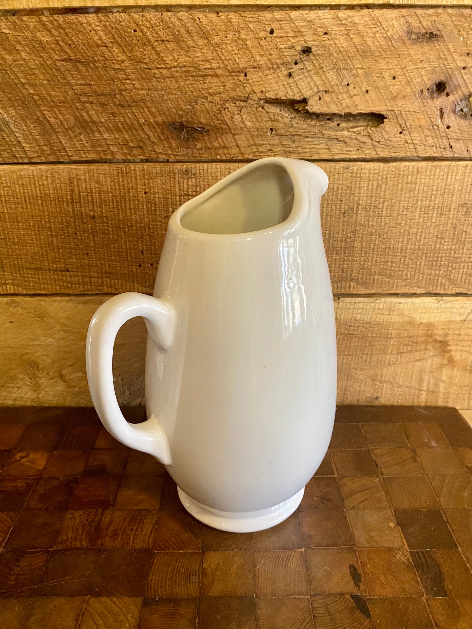 Vintage Stoneware Pitcher Vintage White Farmhouse Pitcher Etsy