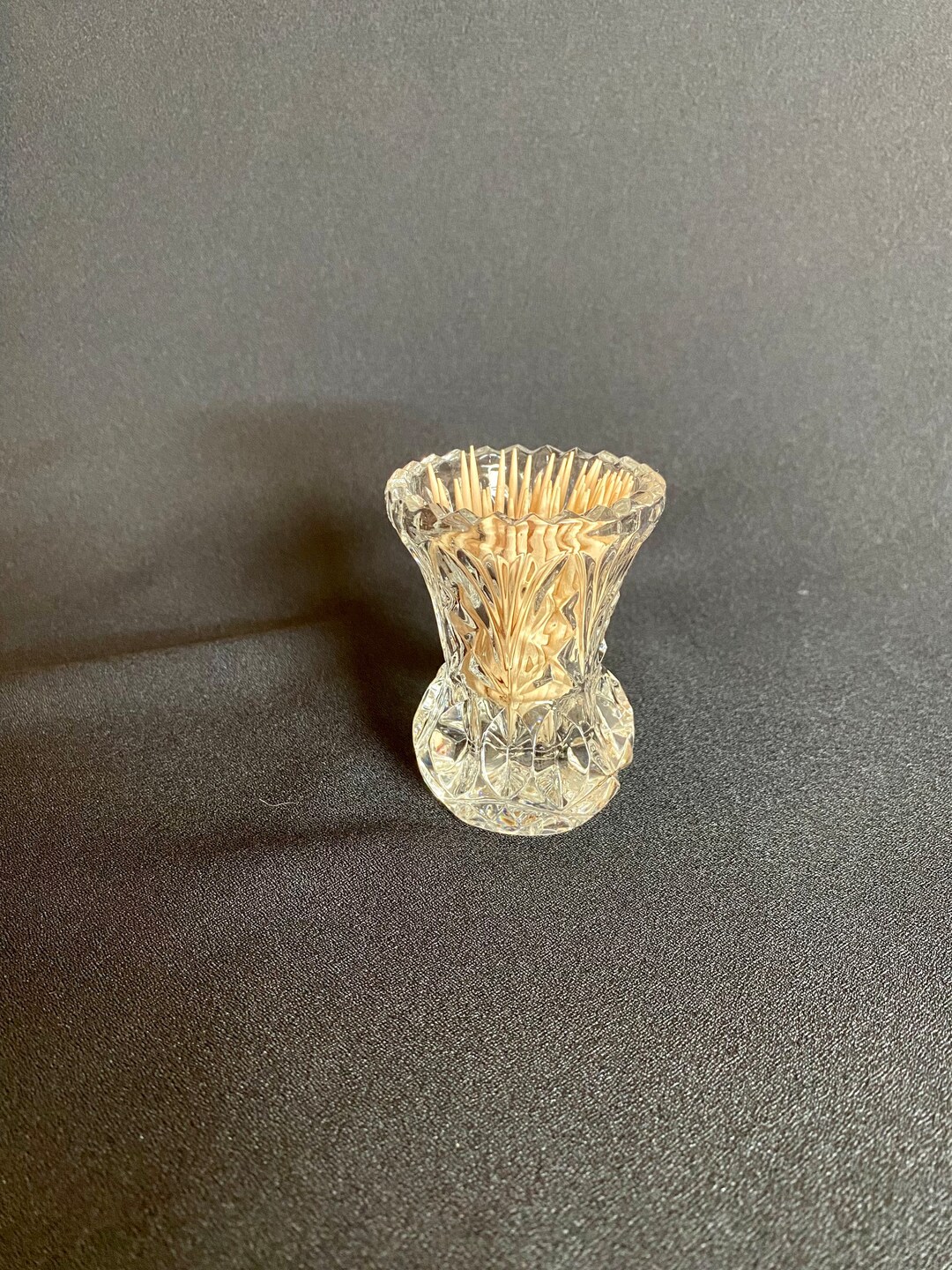 Vintage Clear Glass Toothpick Holder, Vintage Cut Glass Toothpick Holder, Vintage Farmhouse