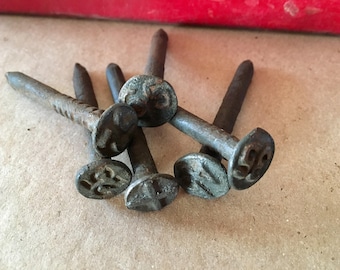Vintage Railroad Tie Nails, Dated Railroad Nails, Train Track Nails, Railway Nails, Numbered Railroad Tie Nails, Primitive Railroad