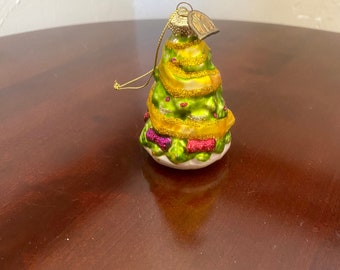 Adorno navideño vintage de vidrio soplado de Thomas Pacconi, adorno vintage para árbol de Navidad, adorno vintage con temática navideña