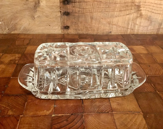 Vintage Butter Dish, Early America Prescut Butter Dish, Anchor Hocking