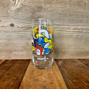 Vintage Smurfette Drinking Glass, Vintage Smurf Drinking Glass, Vintage Smurf Memorabilia