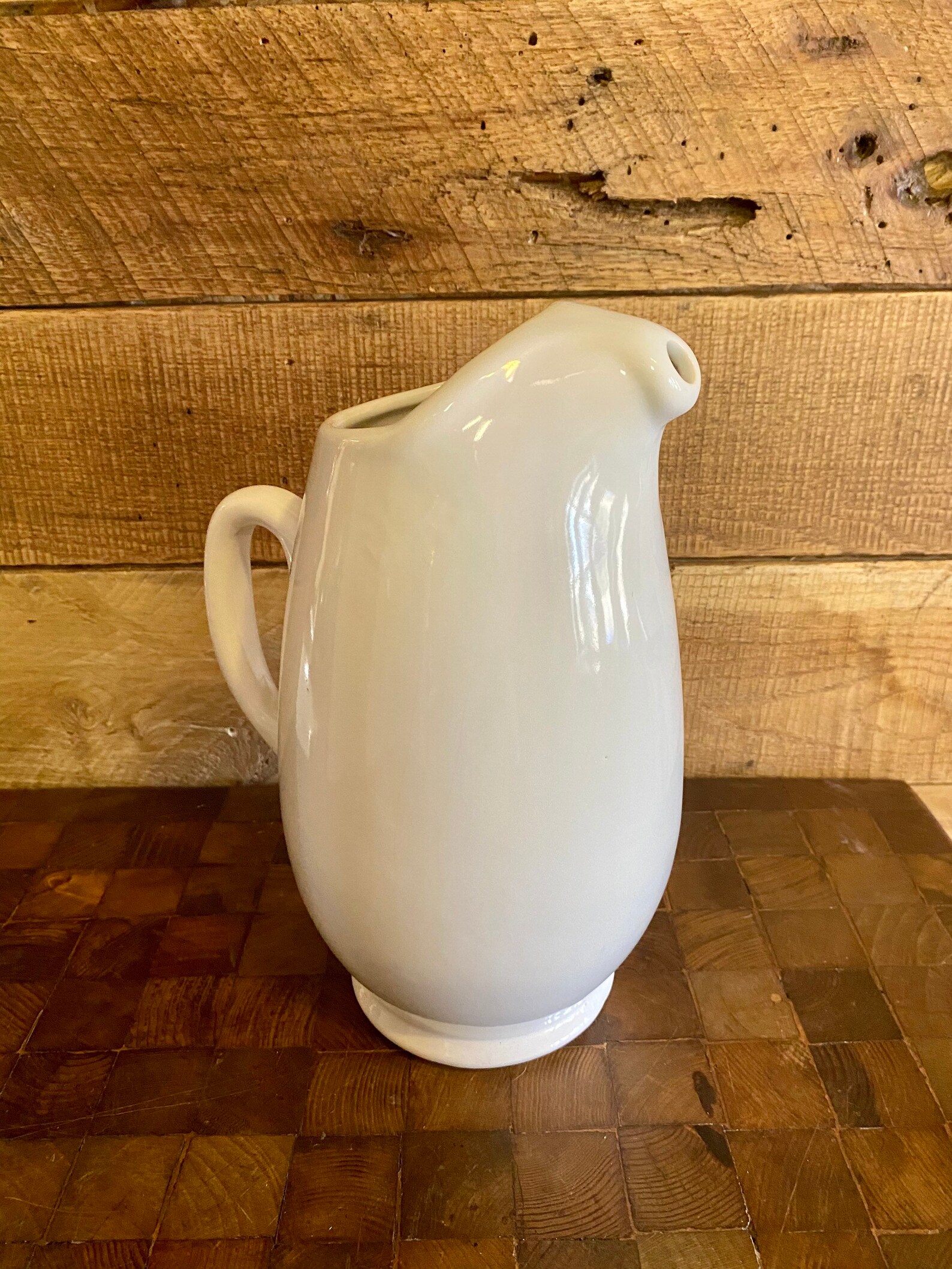 Vintage Stoneware Pitcher Vintage White Farmhouse Pitcher Etsy